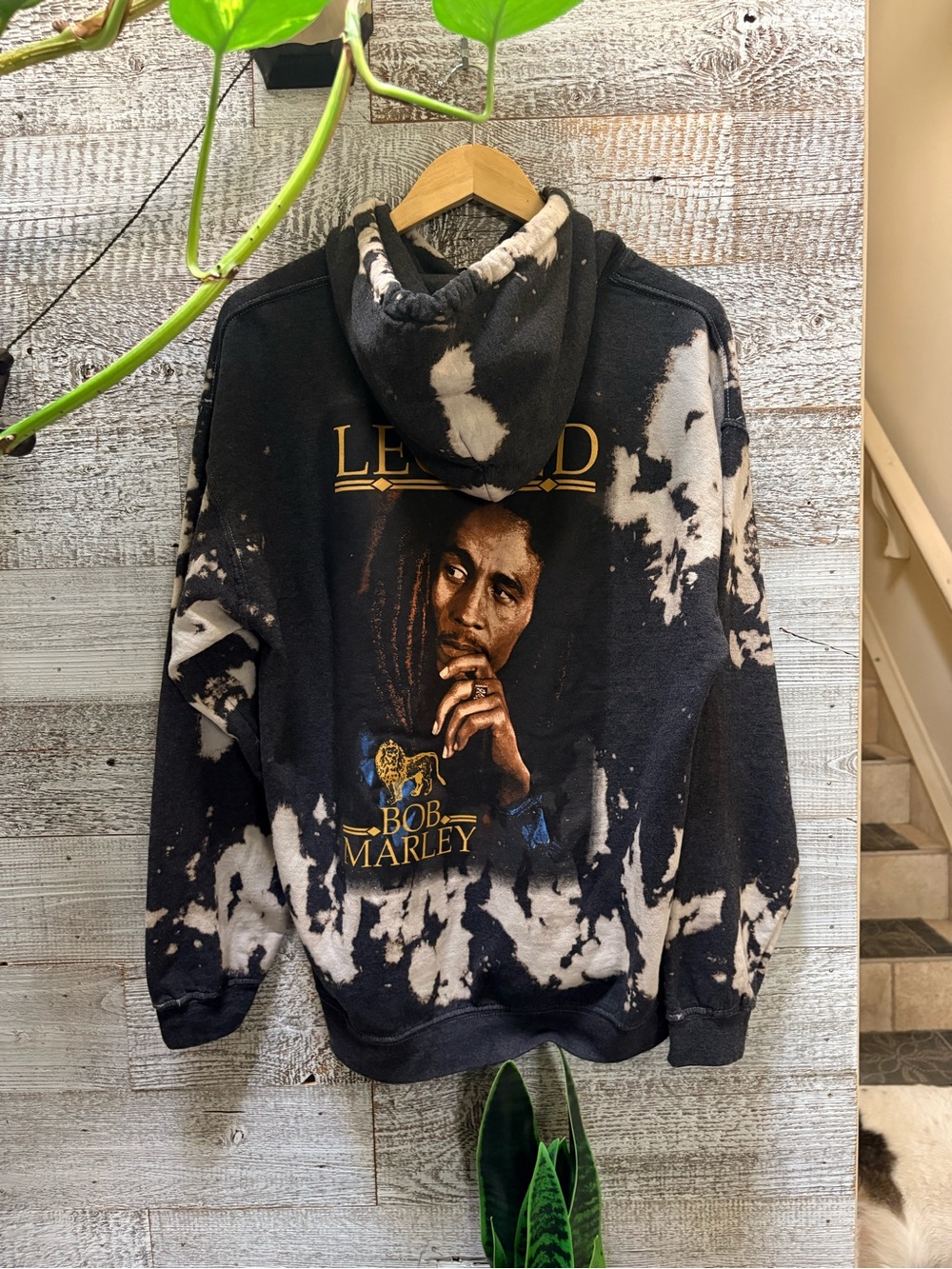 Zion Rootswear | "LEGEND" Official Bob Marley Bleach Splatter Hoodie - Unisex M